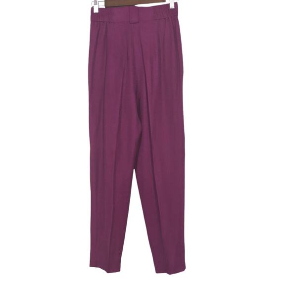 VTG High Waist Tailored Pleated Tapered Fuchia Pants Slacks Accent Buttons XS - Picture 1 of 9